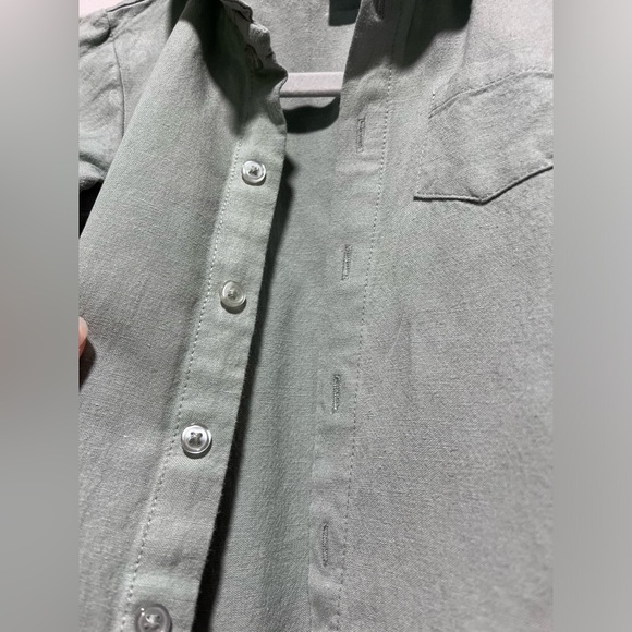 Edgehill Collection Sage Green Linen Button down Peter Pan collar Shirt 18 Month - Picture 7 of 16
